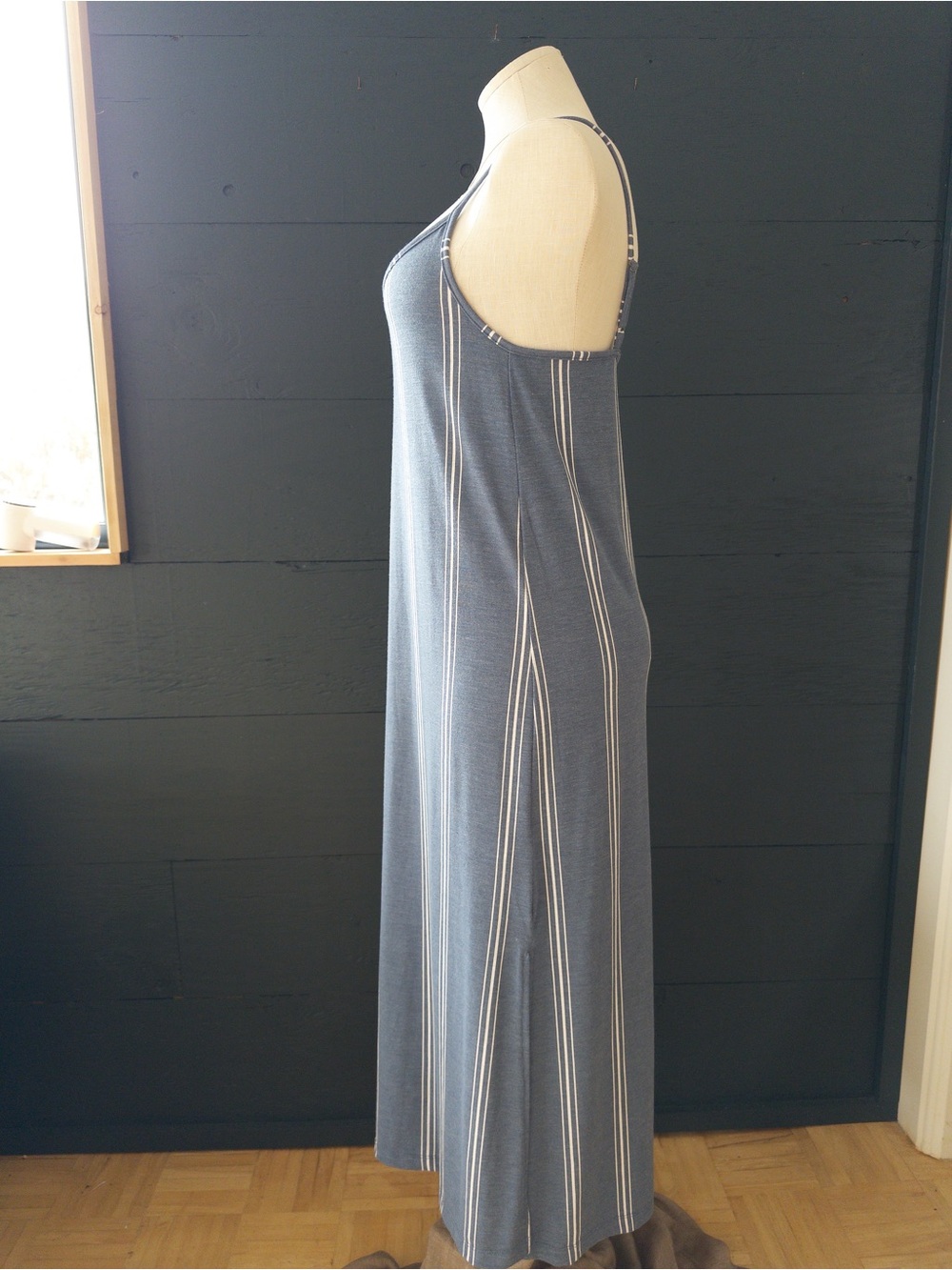 Roxy Promised Land Blue Gray Striped Slip Midi Dress Size M - Picture 6 of 14